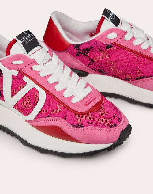 Ready Go Runner Suede Trimmed Sneakers in Pink - Valentino Garavani