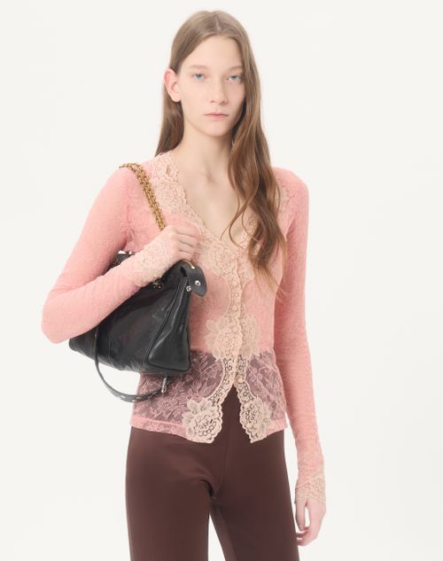 Valentino - Stretch Lace Cardigan - Pink - Woman - Shirts & Tops