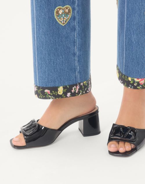 Valentino Garavani - Vlogo Signature Patent Leather Slide Sandal 60mm - Black - Woman - Sandals