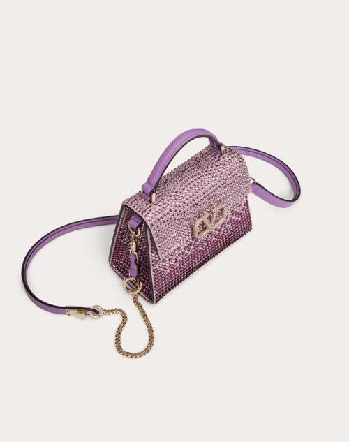 VALENTINO GARAVANI Crystal Embroidered Mini Vsling Top Handle Bag