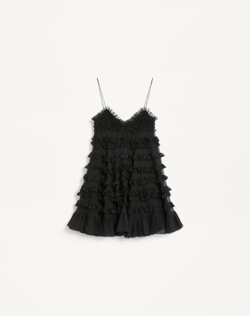 Valentino - Vestido Corto De Chiffon - Negro - Mujer - Vestidos