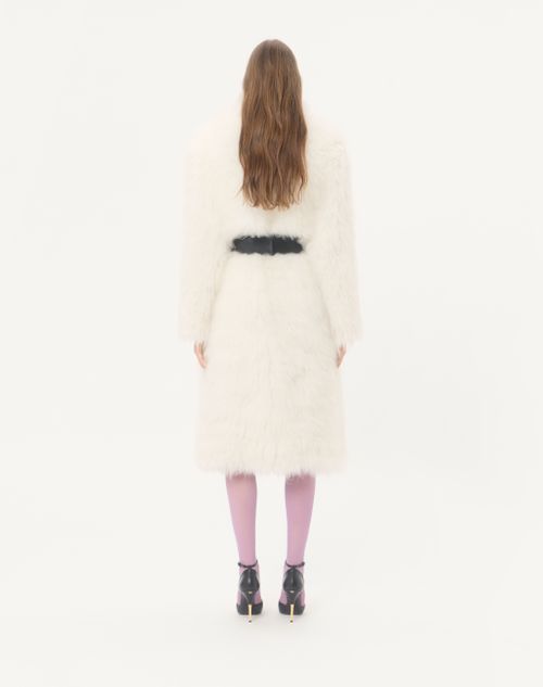 Valentino - Goat Cashmere Coat - Ivory/black - Woman - Coats And Outerwear