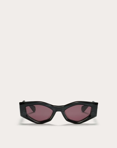 Valentino - Iii - Irregular Acetate Frame - Black/maroon - Woman - Eyewear