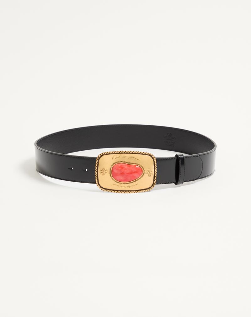 Ceinture Gaudium Cuir Veau Brillant 40mm Noir — Valentino