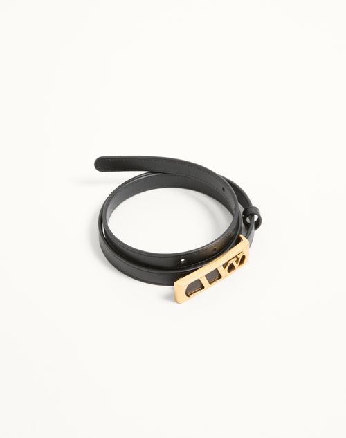 Valentino Garavani - Vlogo Signature Belt In Shiny Calfskin 15 Mm - Black - Woman - Belts - Accessories