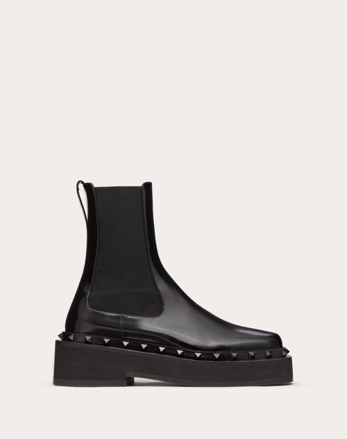 Valentino Garavani - M-way Rockstud Beatle In Calfskin With Tone-on-tone Studs 50 Mm - Black - Woman - Boots