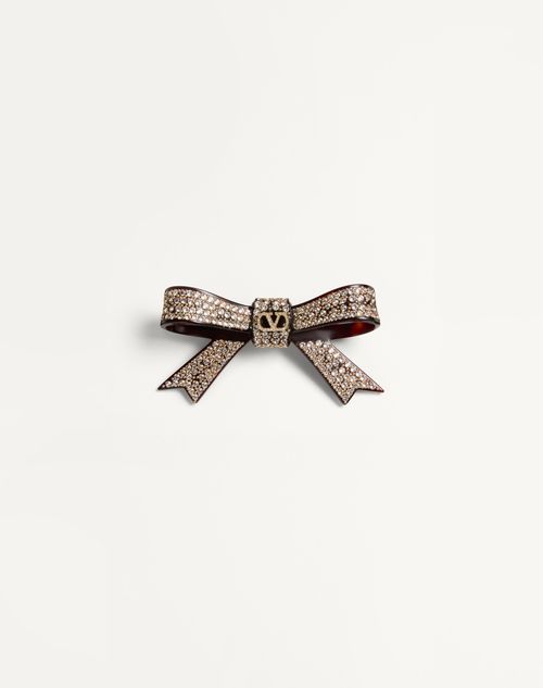 Valentino Garavani - Vlogo Signature Hair Clip In Resin, Metal And Crystals - Multicolour - Woman - Hair Accessories