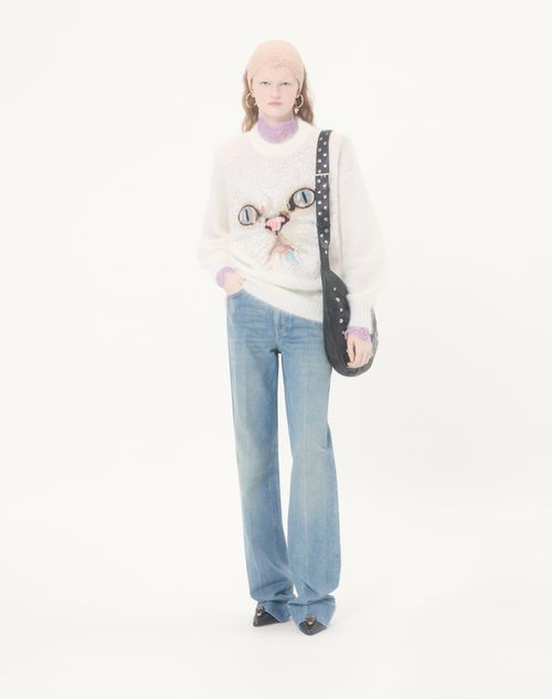 Valentino - Embroidered Mohair Wool Jumper - White - Woman - Knitwear
