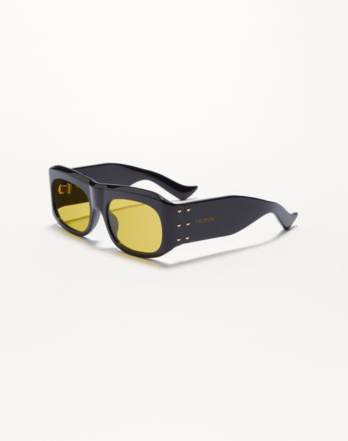 Valentino - Occhiale Rettangolare In Acetato - Nero/giallo - Unisex - Occhiali