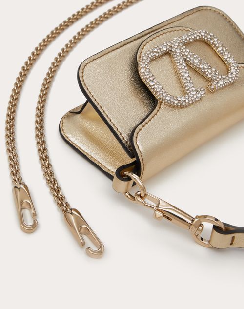 Locò Micro Bag With Chain And Jewel Logo for Woman in Platinum