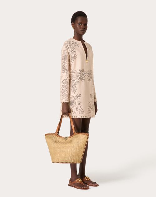 Valentino Garavani - Rockstud Woven Raffia Shopping Bag - Natural/almond - Woman - Shelf - W Bags - Summer Bags