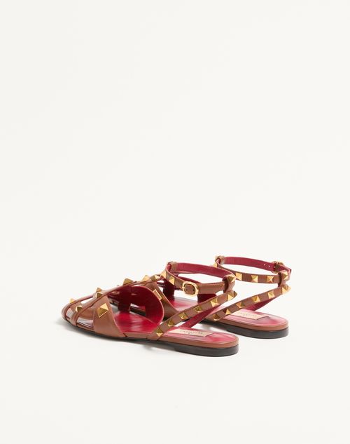 Valentino Garavani - Studdy Kidskin Sandal - Tobacco - Woman - Sandals