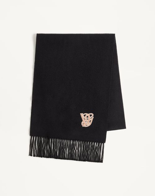 Valentino Garavani - Valentino Garavani Embroidered Wool And Cashmere Scarf - Black - Man - Soft Accessories
