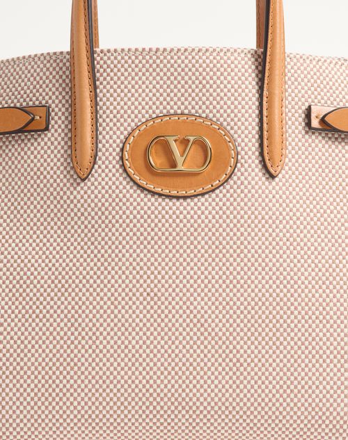 Valentino Garavani - Valentino Garavani Antibes Small Shopping Bag In Canvas - Natural - Woman - Totes
