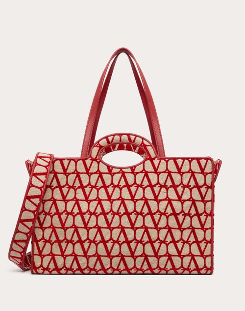 Valentino Garavani Men's Le TROISIEME Toile Iconographe Shopping Bag - Red - Totes