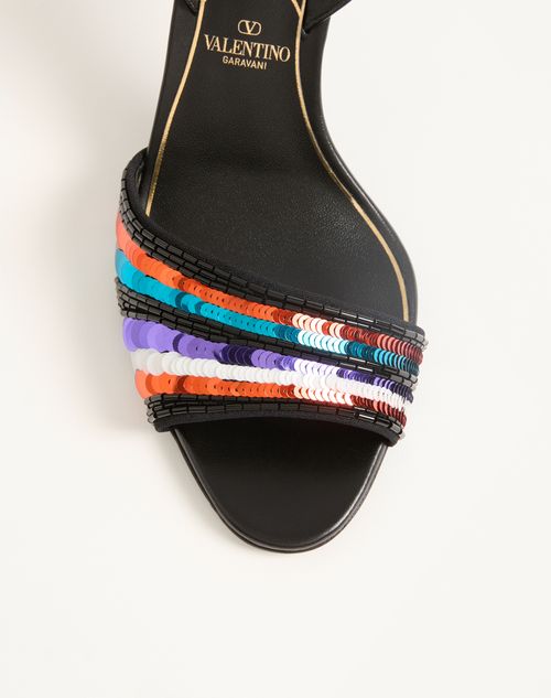 Valentino Garavani - Ladycrush Sandal With Sequin Embroidery 85mm - Black - Woman - Sandals