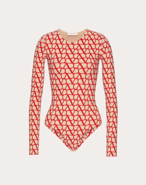 Valentino - Body Toile Iconographe De Tejido De Punto - Beis/rojo - Mujer - Camisetas Y Sudaderas