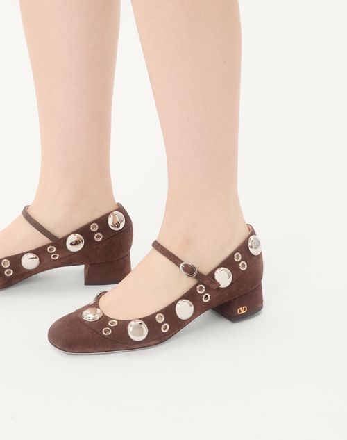Valentino Garavani - Nellcôte Mary-jane Pumps In Crust Leather 30mm - Testa Di Moro - Woman - Ballerinas