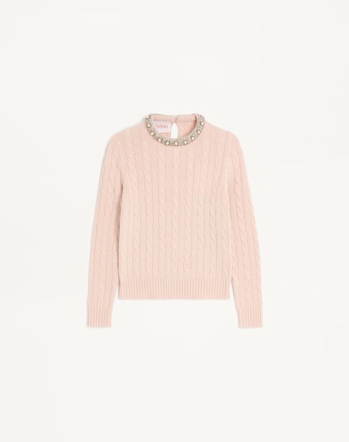 Valentino - Embroidered Wool Jumper - Rose Mist - Woman - Knitwear
