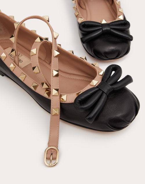 Rockstud Ballerina In Nappa Leather for Woman in Black | Valentino US