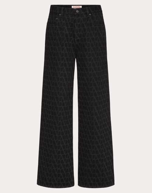 Valentino - Denim Pants With Toile Iconographe Print - Black - Man - Apparel