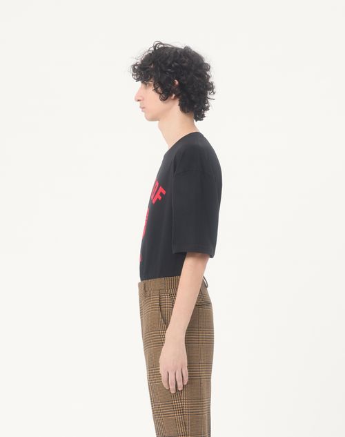 Valentino - Valentino Cotton T-shirt With Panther Print - Black/red - Man - T-shirts And Sweatshirts