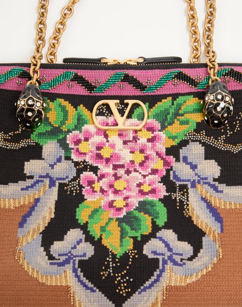 Valentino Garavani - Borsa Media A Spalla Valentino Garavani Panthea Ricamata - Nero/multicolor - Donna - Borse A Spalla