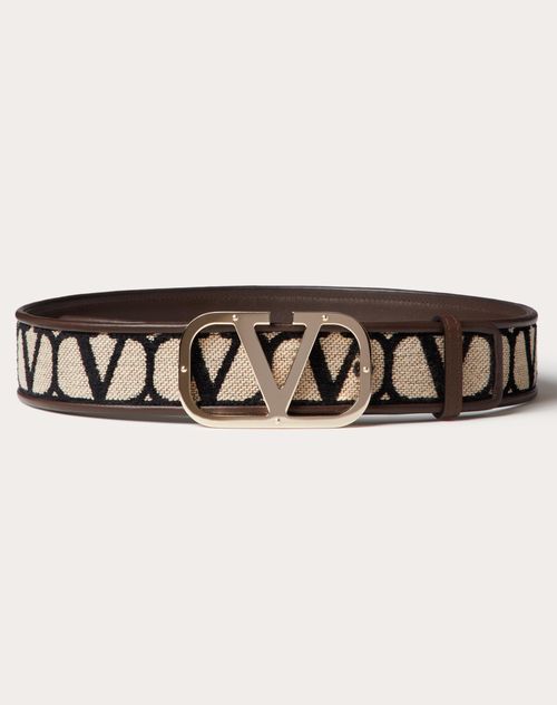 Valentino Garavani - Cinturón De Toile Iconographe De 40 Mm - Beis/negro - Mujer - All About Logo