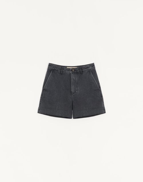 Valentino - Vゴールド カフス デニム バミューダパンツ - ブラック - メンズ - ウェア