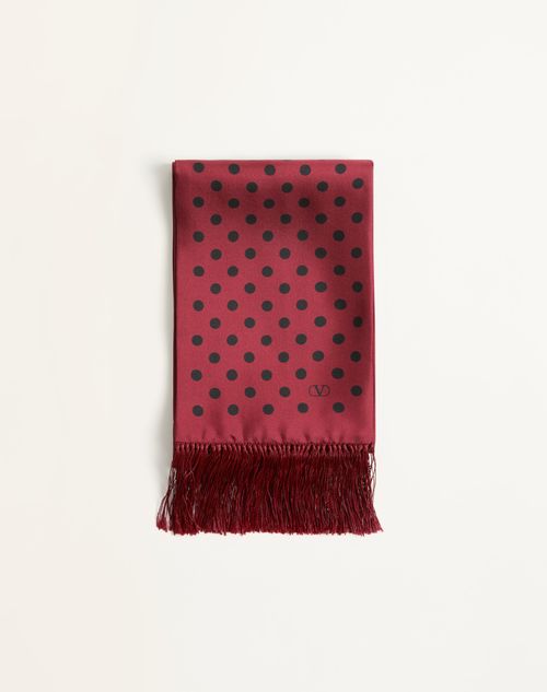 Valentino Garavani - PLUSDEPOIS SILK BANDEAU SCARF WITH FRINGE - Red/black - Man - Soft Accessories