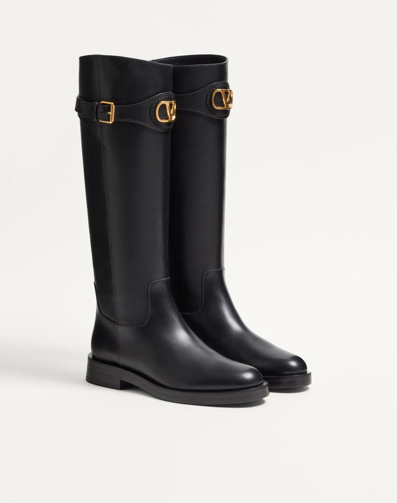 Valentino Garavani Vlogo Signature Calfskin Boot 30Mm Woman Black 39.5