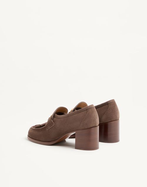 Valentino Garavani - Vlogo Signature Loafer Pump In Split-grain Leather 60mm - Brown - Woman - Pumps And Slingbacks