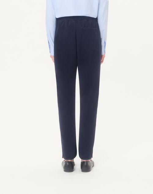 Valentino - Valentino Acetate Jogging Trousers With Vlogo Signature Embroidery - Navy/beige - Man - Activewear