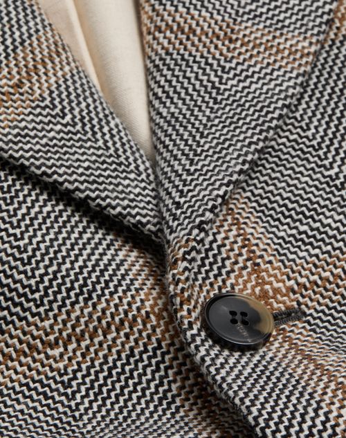 チェック柄 ウール混 シングルブレスト ジャケット for メンズ チェック柄 ウール混 シングルブレスト ジャケット for メンズ