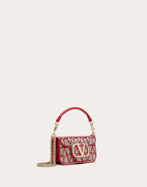 Valentino Garavani - Small Locò Shoulder Bag With Toile Iconographe Embroidery - Red/silver - Woman - Valentino Garavani Loco