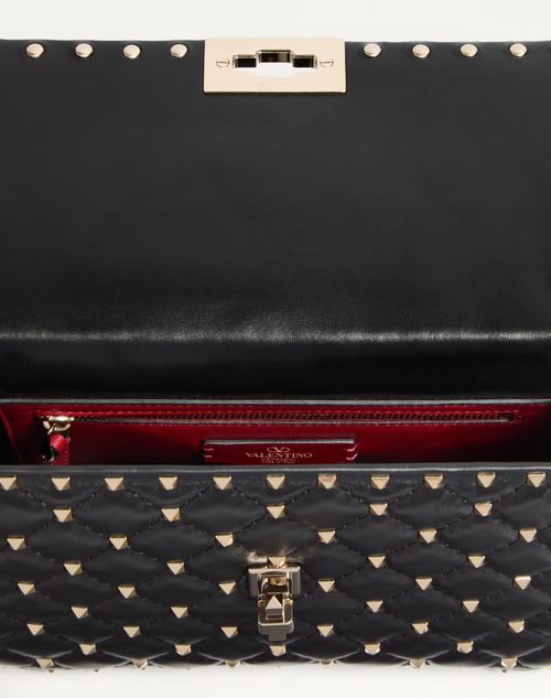 Valentino Garavani - Medium Nappa Rockstud Spike Bag - Black - Woman - Shoulder Bags