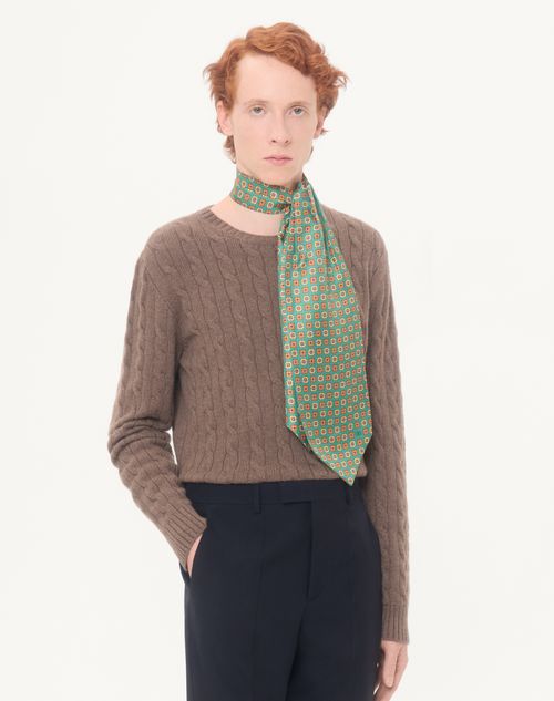 Valentino Garavani - Silk Ascot With Pointy Motif - Green/multicolour - Man - Soft Accessories