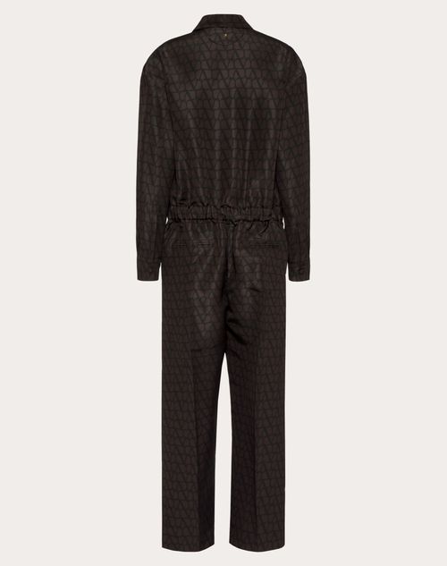 Valentino - Silk Faille Jumpsuit With All-over Toile Iconographe Print - Ebony/black - Man - Man