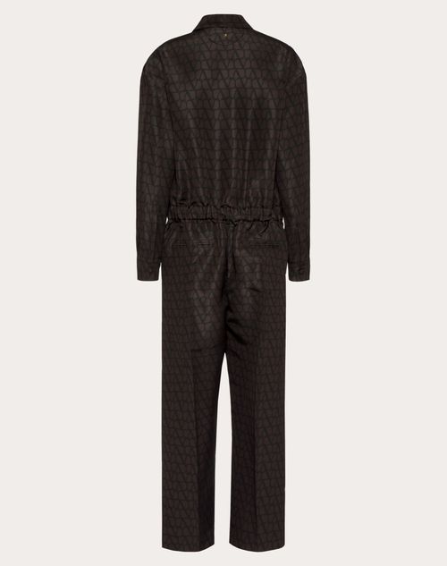 Valentino - Jumpsuit Aus Seidenfaille Mit Durchgehendem Toile Iconographe-aufdruck - Ebenholz/schwarz - Mann - Jacken & Winterjacken