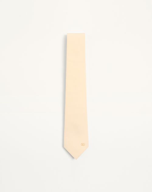 Valentino Garavani - Valentie Silk Tie With Vlogo Signature Detail - Butter/gold - Man - Ties