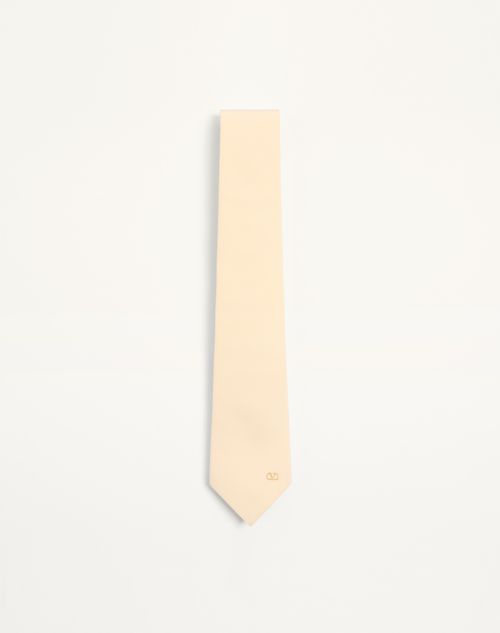 Valentino Garavani - Corbata Valentie De Seda Con Vlogo Signature - Manteca/oro - Hombre - Accesorios Suaves