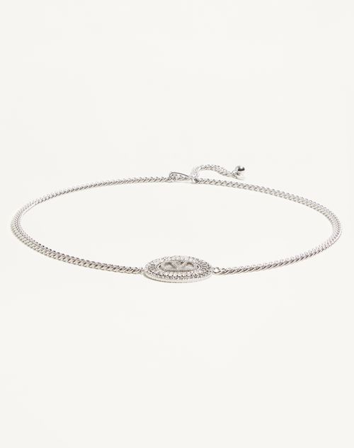 Valentino Garavani - Vlogo Signature Chain Belt With Crystals - Palladium/crystal - Woman - Belts