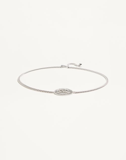 Valentino Garavani - Vlogo Signature Chain Belt With Crystals - Palladium/crystal - Woman - Belts