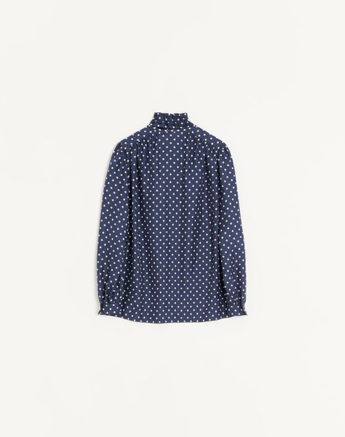Valentino - Chemise En Sergé Avec Motif Plusdepois - Bleu Marine/bouleau - Femme - Chemises Et Tops