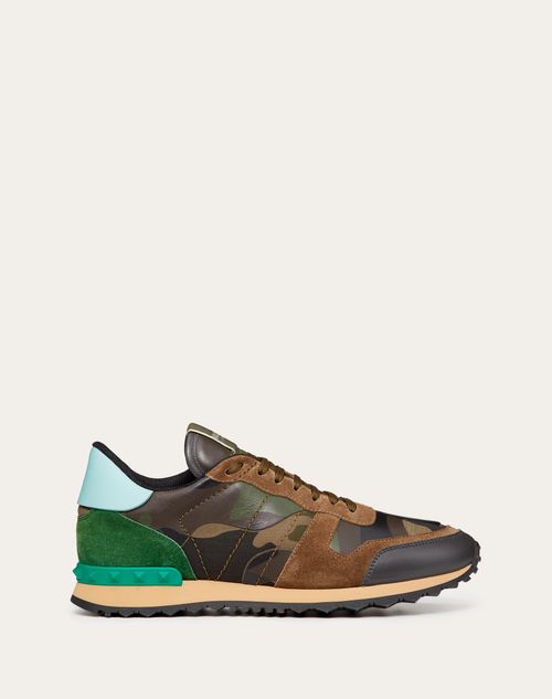 Valentino Garavani - Camouflage Rockrunner Sneaker - Green/multicolor - Man - Rockrunner - M Shoes