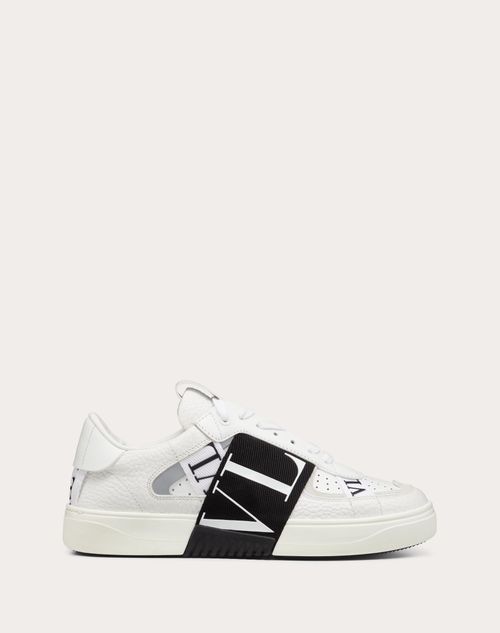 Valentino Garavani - Vl7n Sneaker In Banded Calfskin Leather - White/ Black - Woman - Vl7n Sneakers - Shoes
