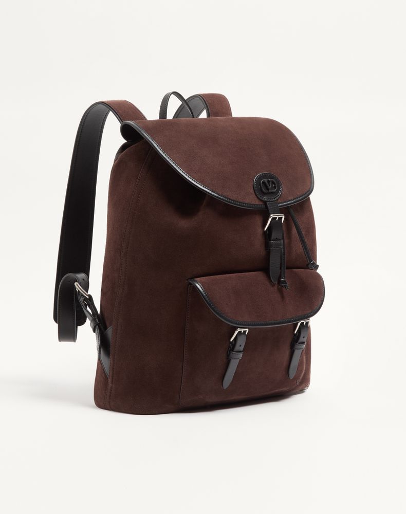 Valentino Garavani Antibes Suede Backpack Man Ebony Uni