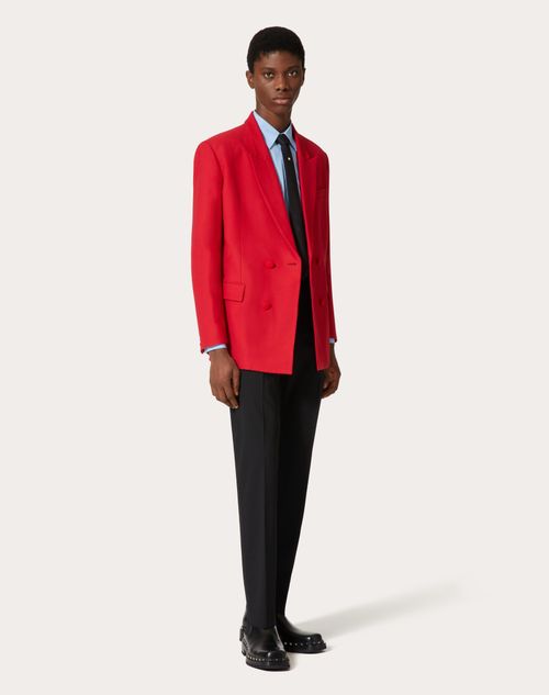 Valentino - Chaqueta Cruzada De Crepe Couture - Rojo - Hombre - Abrigos Y Blazers