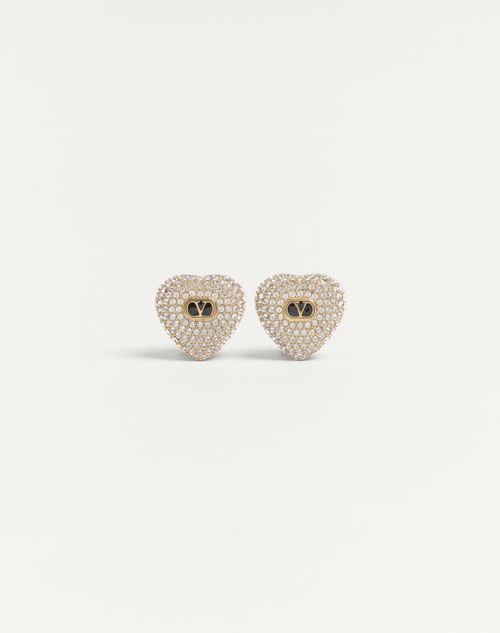 Valentino Garavani - Coeur Royal Metal, Enamel And Swarovski® Crystal Earrings - Gold/black/crystal - Woman - Accessories
