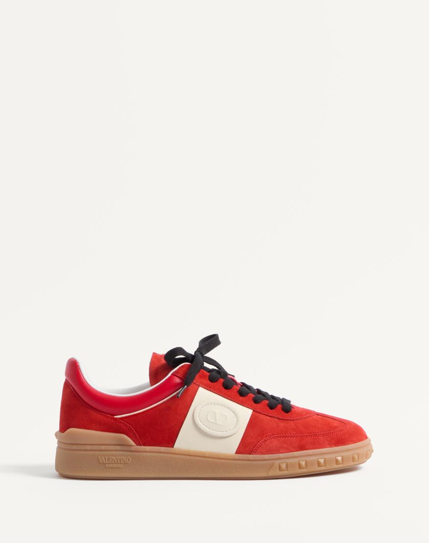 Valentino Handbags Sneaker Low Top Upvillage In Crosta E Vitello Nappato per Uomo in Corallo/avorio | Valentino IT